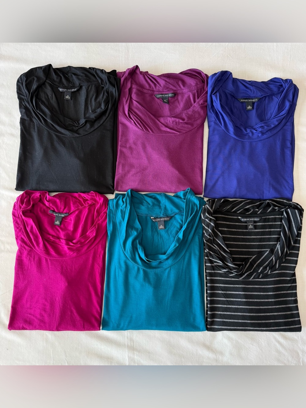 Banana Republic Cowl Neck Tops Lot of 6 Size Medium-Beautiful Colors for Fall!